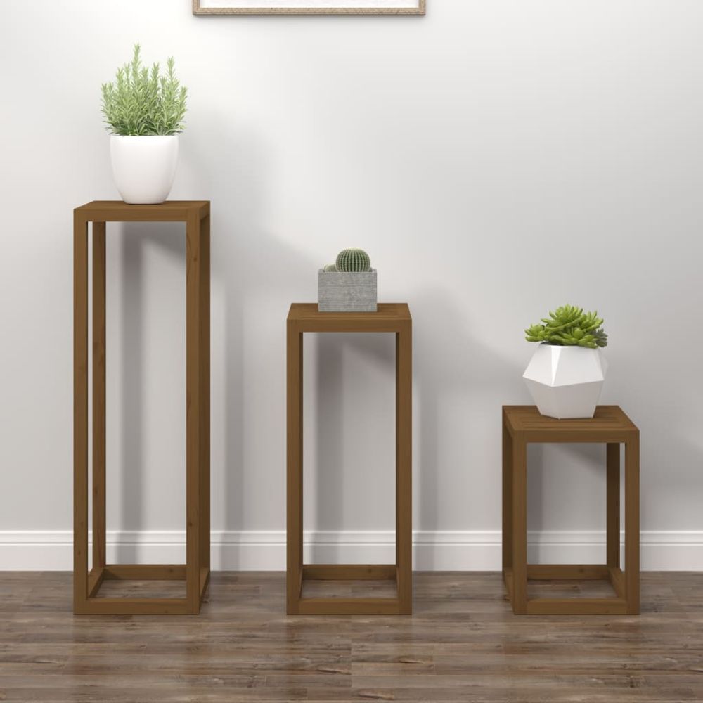 Plant Stand Set Solid Wood Pine