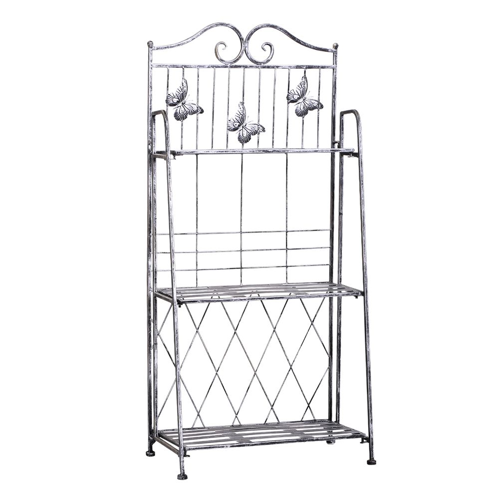 Outsunny 3-Tier Metal Folding Plant Stand Display Rack Bookshelf Unit Outdoor