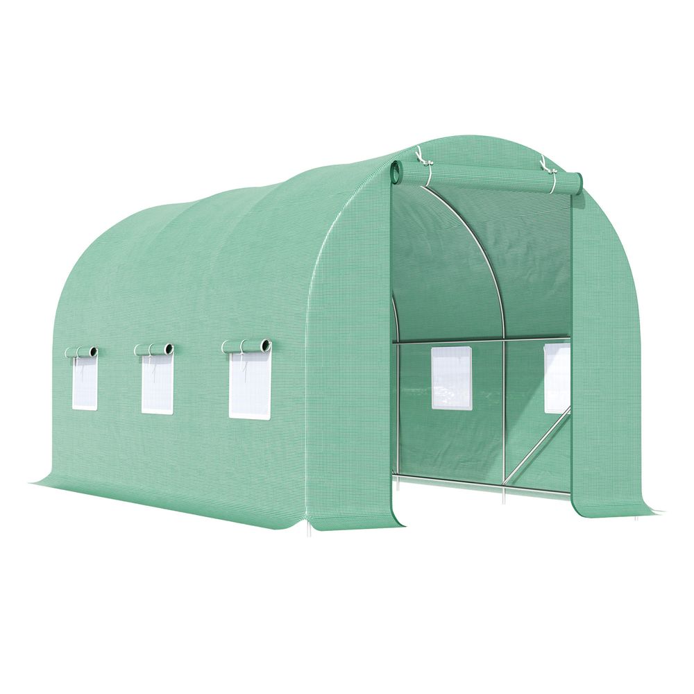 Outsunny 4.5m x 2m x 2m Walk-In Gardening Plant Greenhouse w/ PE Cover, Green