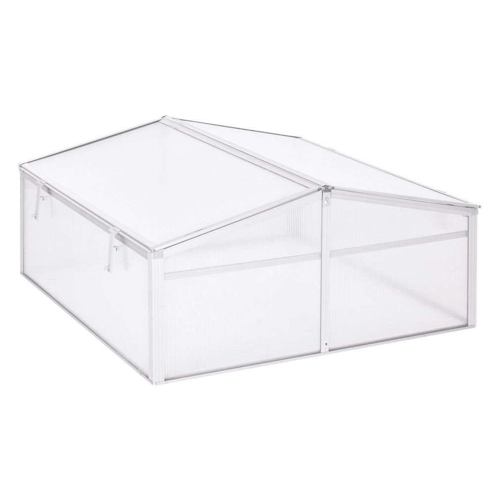 Aluminum Greenhouse Plants Raised Bed Vented Cold Frame Protector Transparent