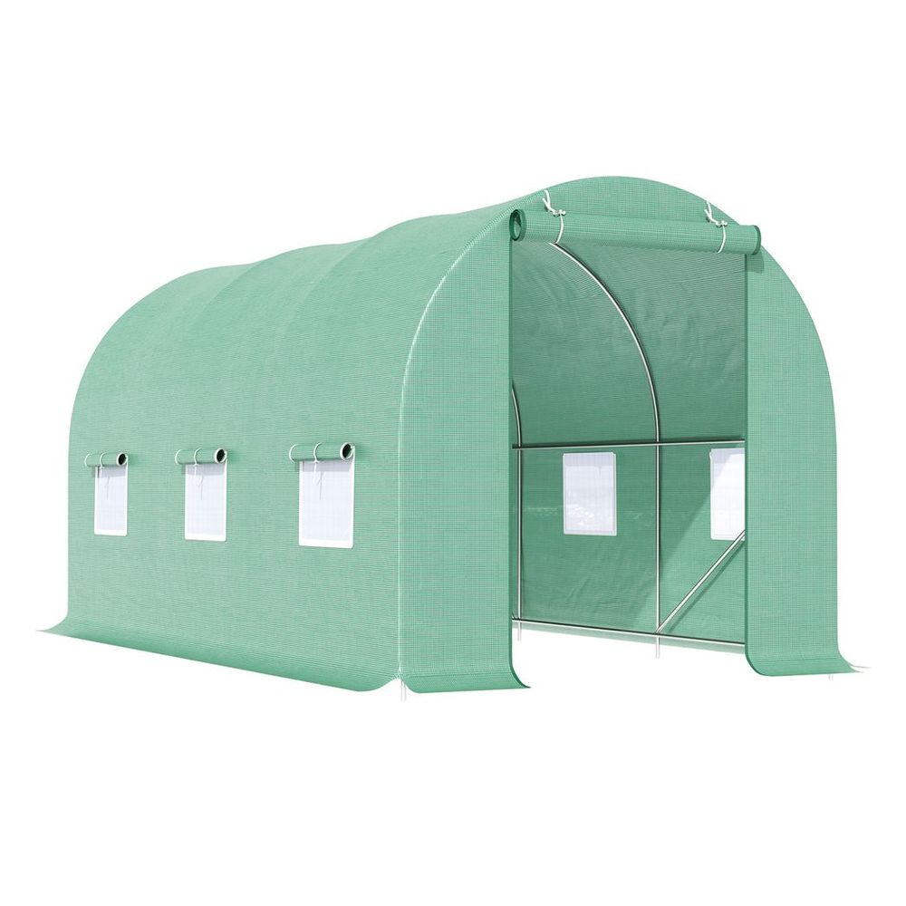 Outsunny 4.5m x 2m x 2m Walk-In Gardening Plant Greenhouse w/ PE Cover, Green