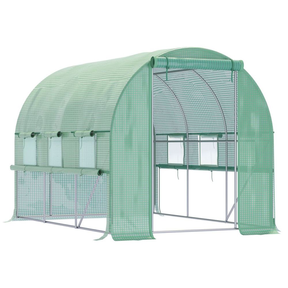 Large Outside Garden Plant Greenhouse Hot House w/ Zipped Doors Green