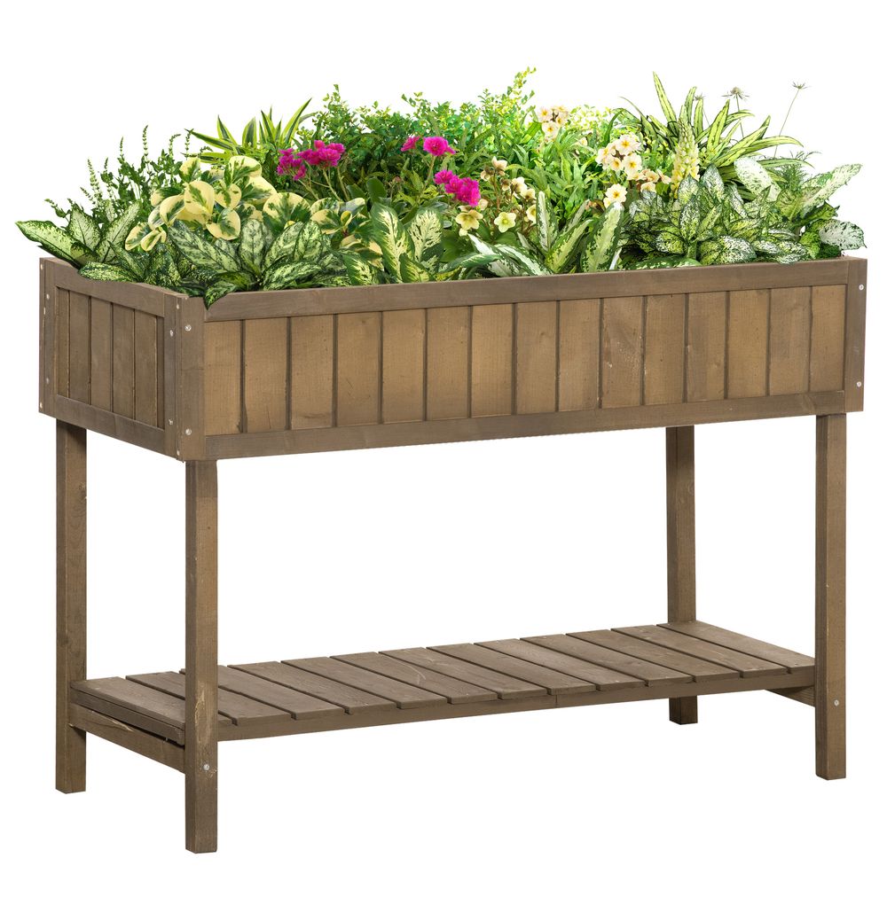 Wooden Raised Bed Container Garden Plant Stand 8 Boxes 110x46x76cm Brown