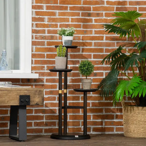 3 Tiered Plant Stand, Bamboo Plant Shelf for Indoor & Outdoor, Dark Walnut